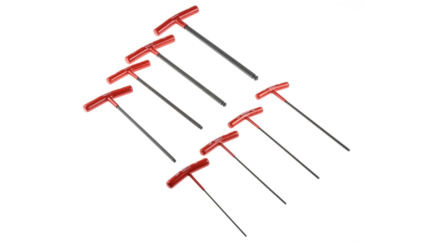 Bondhus 8 piece T Shape Metric Hex Key Set, 2 → 10mm