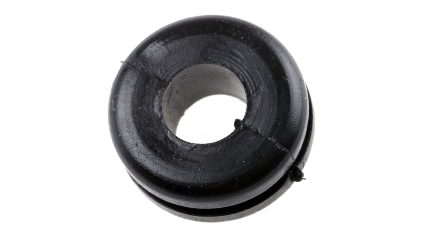 HellermannTyton Black PVC 10mm Cable Grommet for Maximum of 6mm Cable Dia.