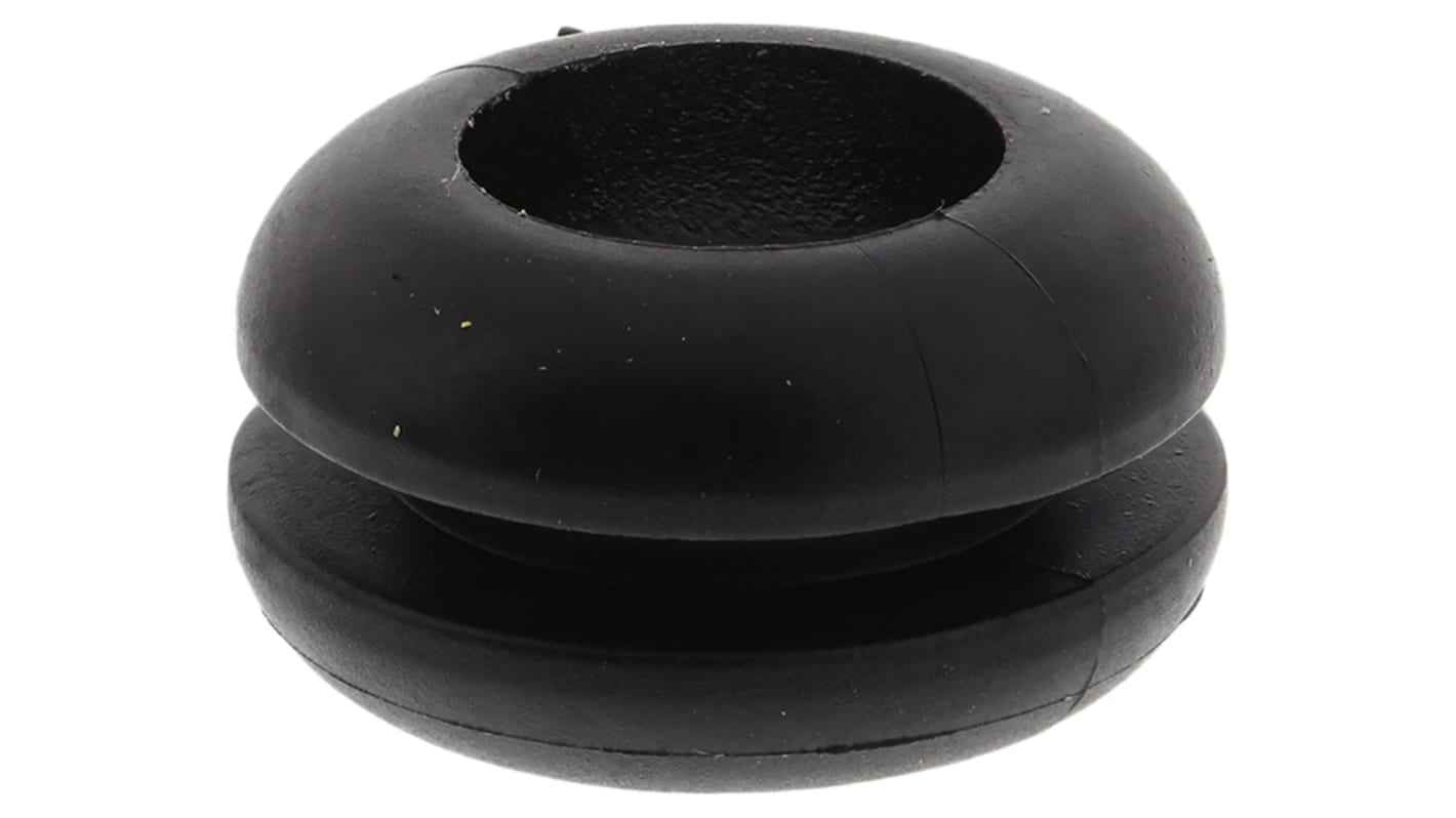 HellermannTyton Black PVC 9.5mm Cable Grommet for Maximum of 8mm Cable Dia.