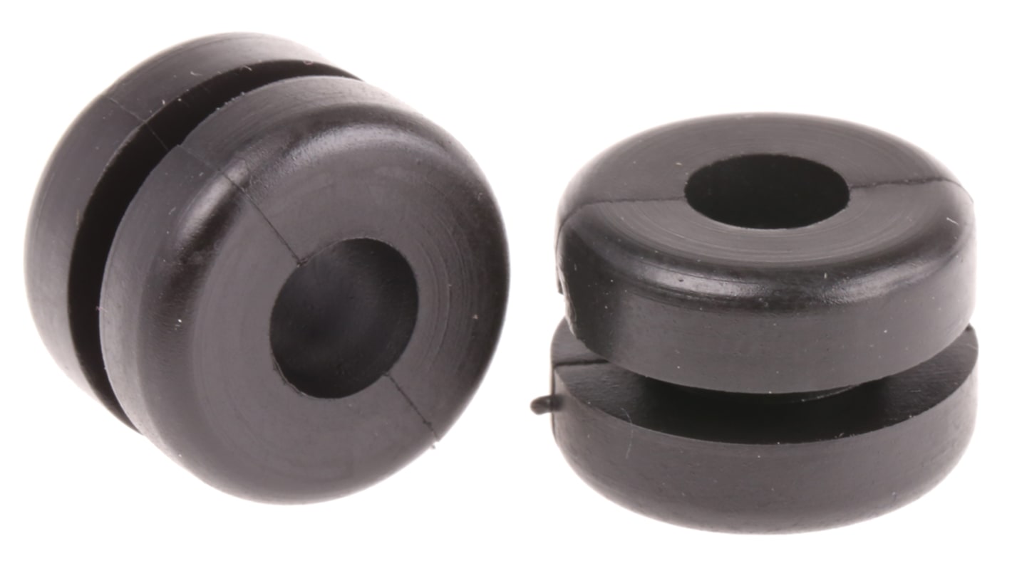 HellermannTyton Black PVC 9mm Cable Grommet for Maximum of 6mm Cable Dia.