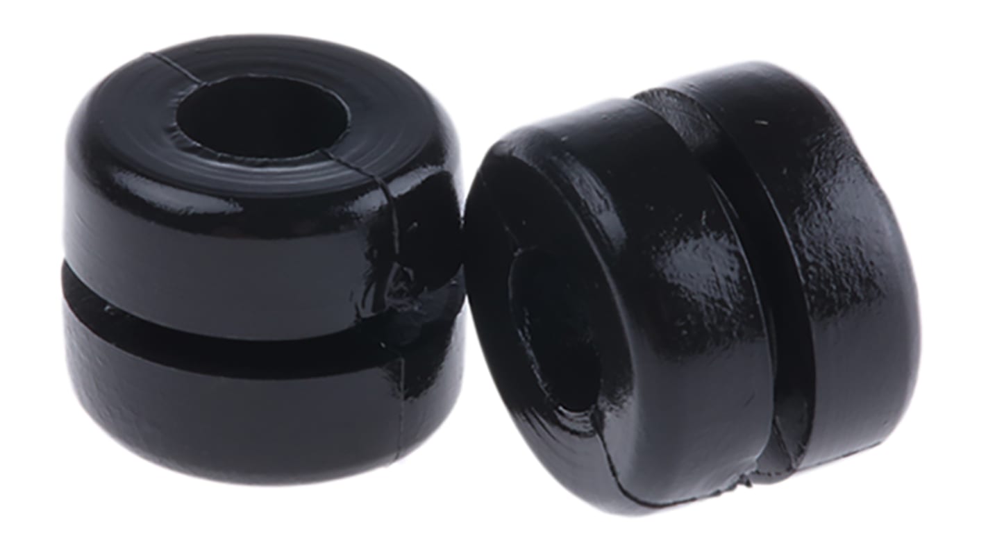 HellermannTyton Black PVC 6mm Cable Grommet for Maximum of 4mm Cable Dia.