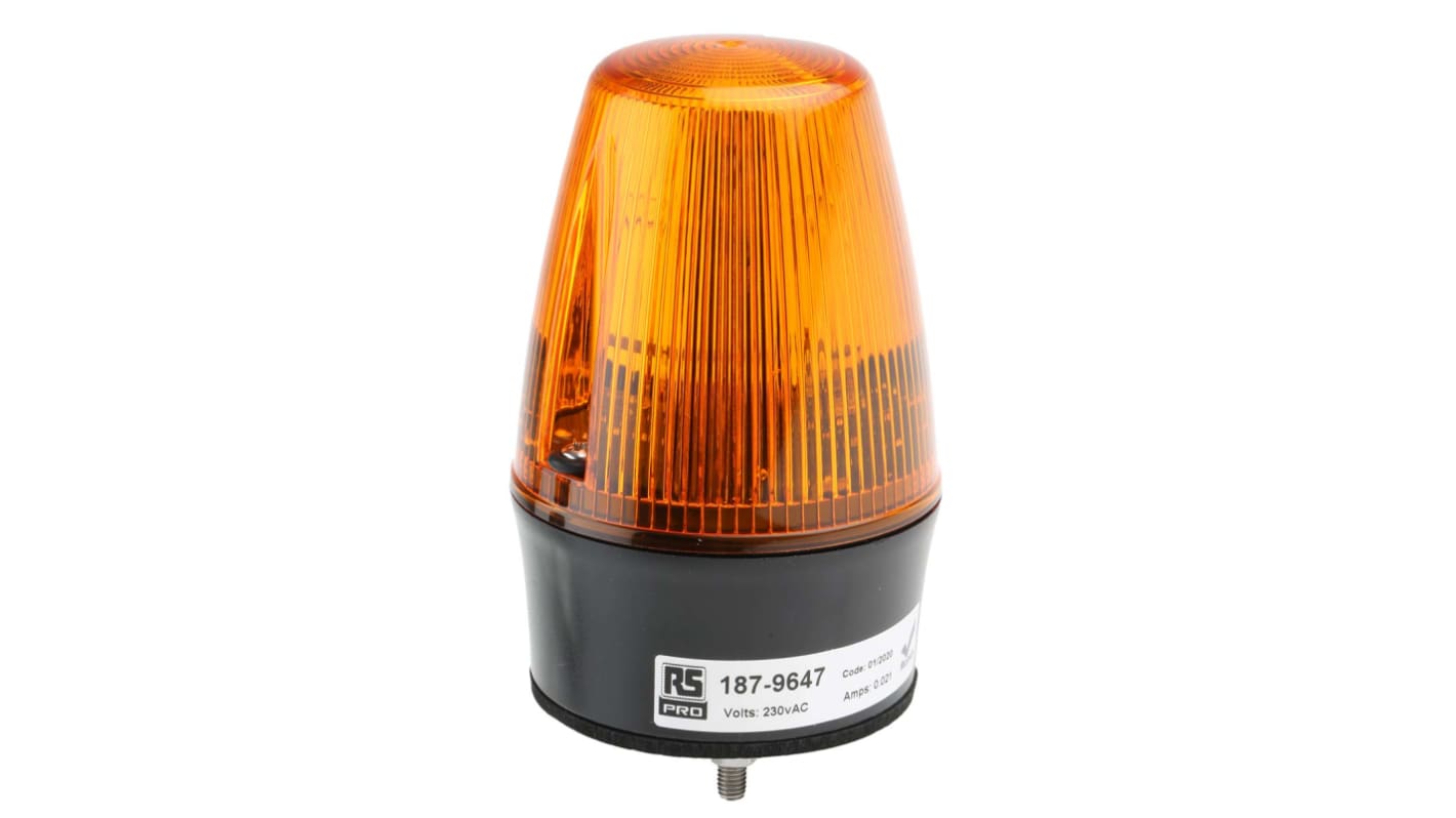 RS PRO, Xenon Blitz Signalleuchte Orange, 230 V ac, Ø 72mm x 107mm