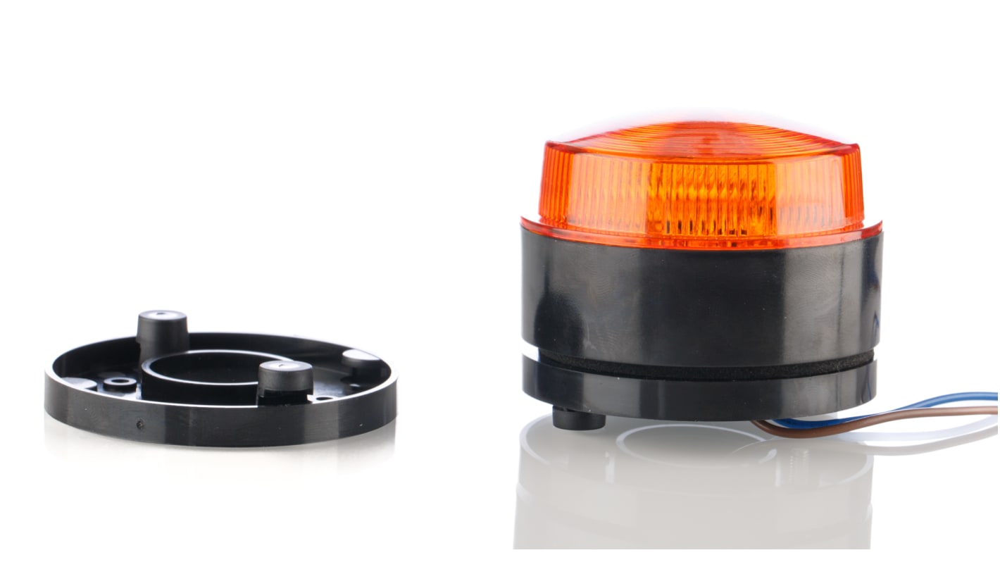 RS PRO Amber Flashing Beacon, 115 → 230 V ac, Stud Mount, Surface Mount, Xenon Bulb, IP67