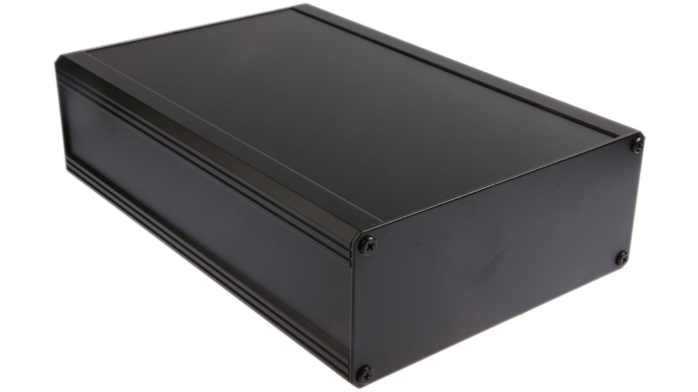 Caja para disipador de calor RS PRO de Aluminio Extruido Negro, 300 x 200 x 86mm, IP40