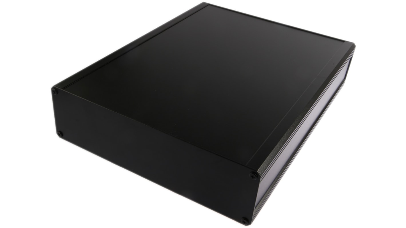 RS PRO Black Extruded Aluminium Heat Sink Case, IP40, Black Lid, 400 x 300 x 86mm