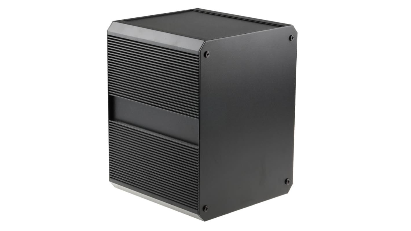 RS PRO Black Extruded Aluminium Heat Sink Case, IP40, Black Lid, 200 x 200 x 264mm