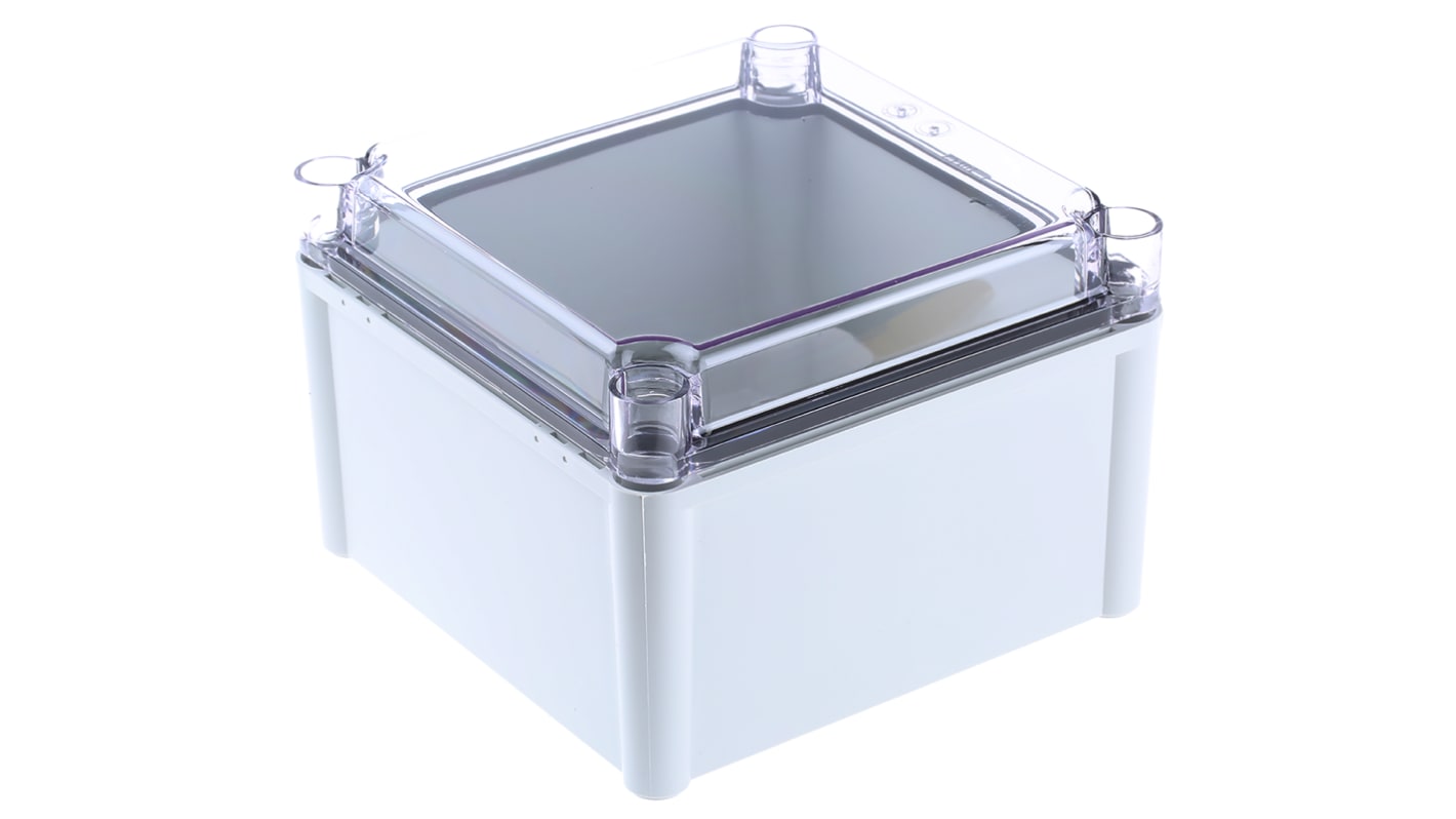 Fibox SOLID PC Series Grey Polycarbonate Enclosure, IP66, IP67, Transparent Lid, 188 x 188 x 130mm