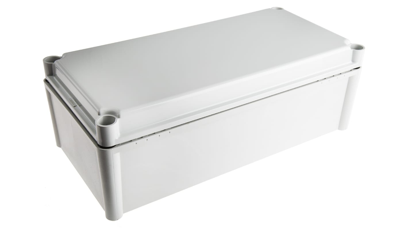 Fibox SOLID PC Series Grey Polycarbonate Enclosure, IP67, Grey Lid, 378 x 188 x 130mm