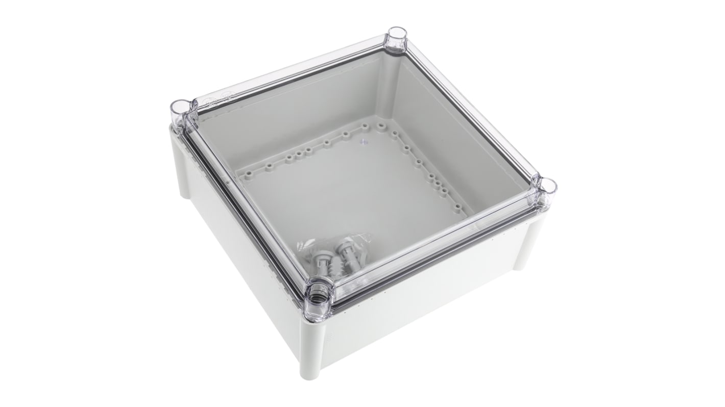 Fibox SOLID PC Series Grey Polycarbonate Enclosure, IP67, Transparent Lid, 278 x 278 x 130mm