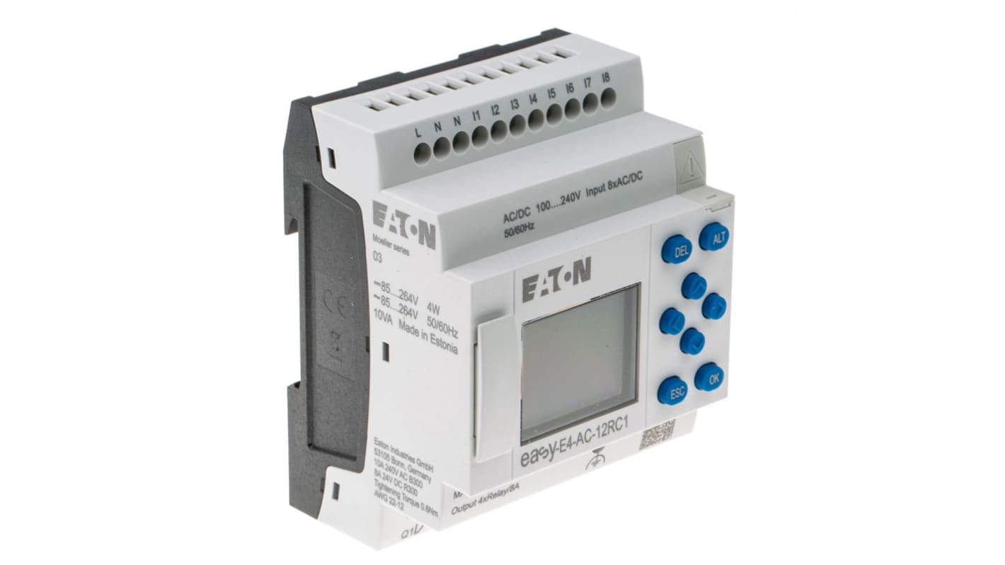 Relé de control Eaton EasyE4, 100 → 240 V ac/dc, 8 entradas tipo Digital, 4 salidas tipo Digital, Relay,