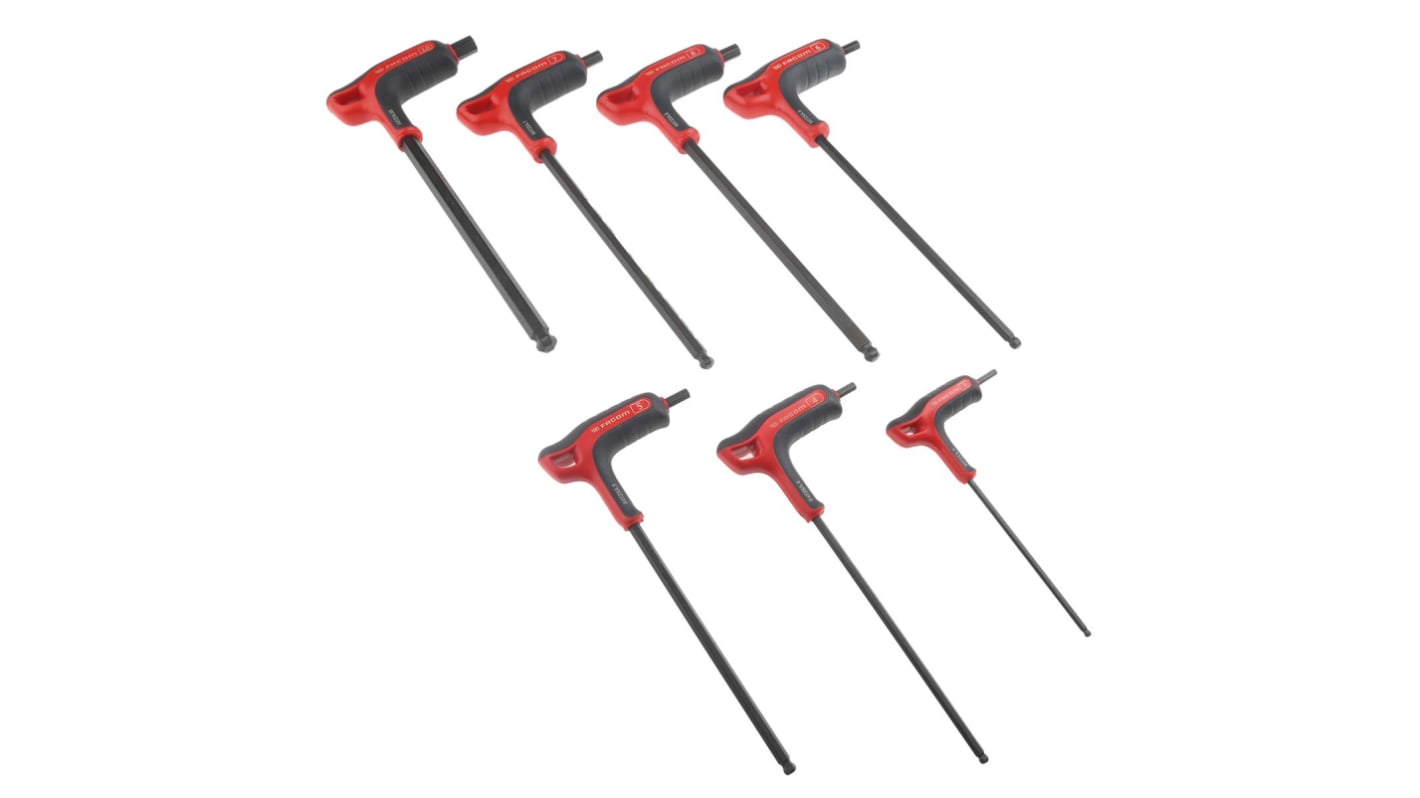 Facom 7 piece T Shape Metric Hex Key Set, 3mm