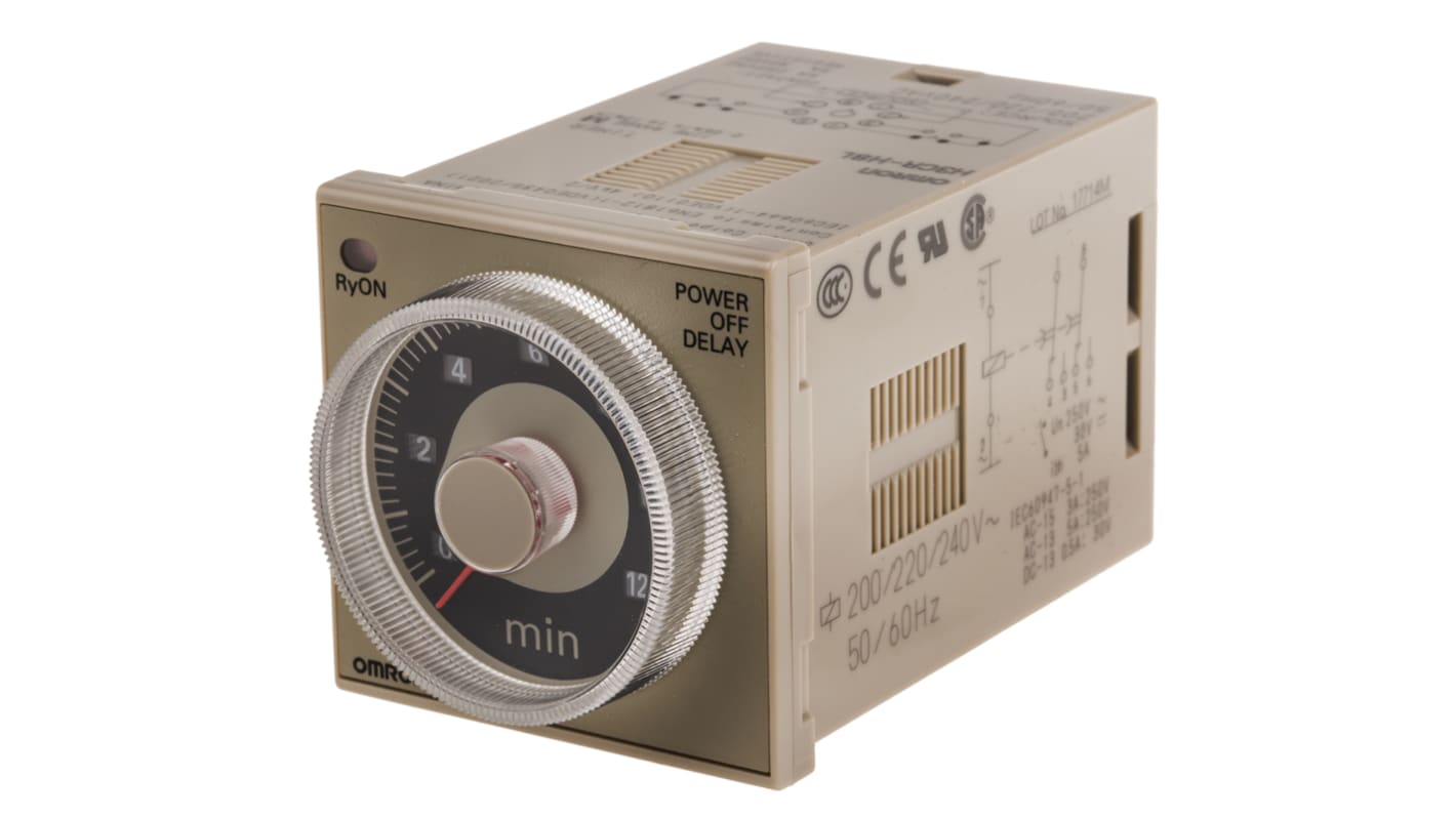 Omron 200 → 240V ac Timer Relay, 1 timerfunktion DIN-skinne/panelmontering