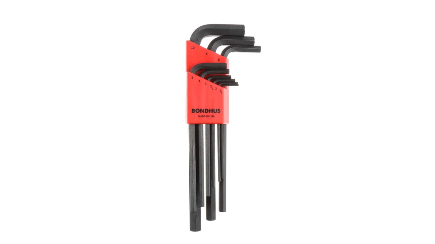 Bondhus L-Form  Innensechskant-Schlüssel Stahl, Satz 9-teilig 1.5 → 10mm