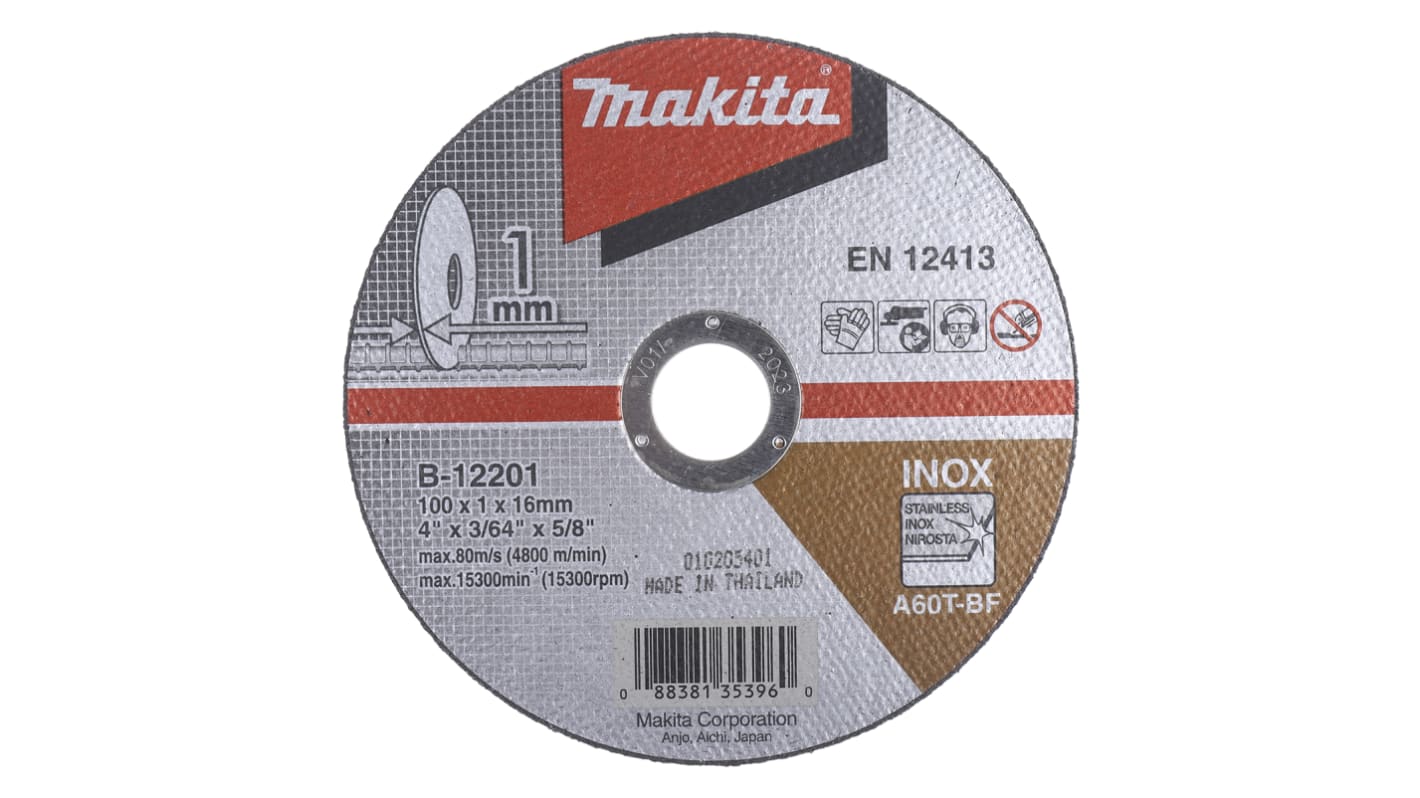 Makita B Aluminium Oxide Cutting Disc, 100mm x 1mm Thick, P120 Grit, 10 in pack