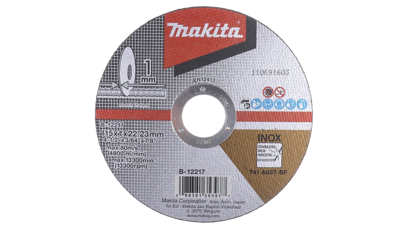 Tarcza ścierna Tarcza tnąca 115mm Makita 1mm Tlenek aluminium