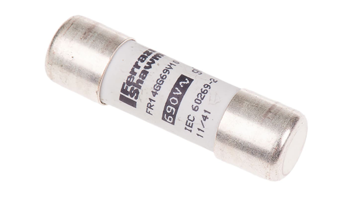 Mersen 10A Ceramic Cartridge Fuse, 14 x 51mm