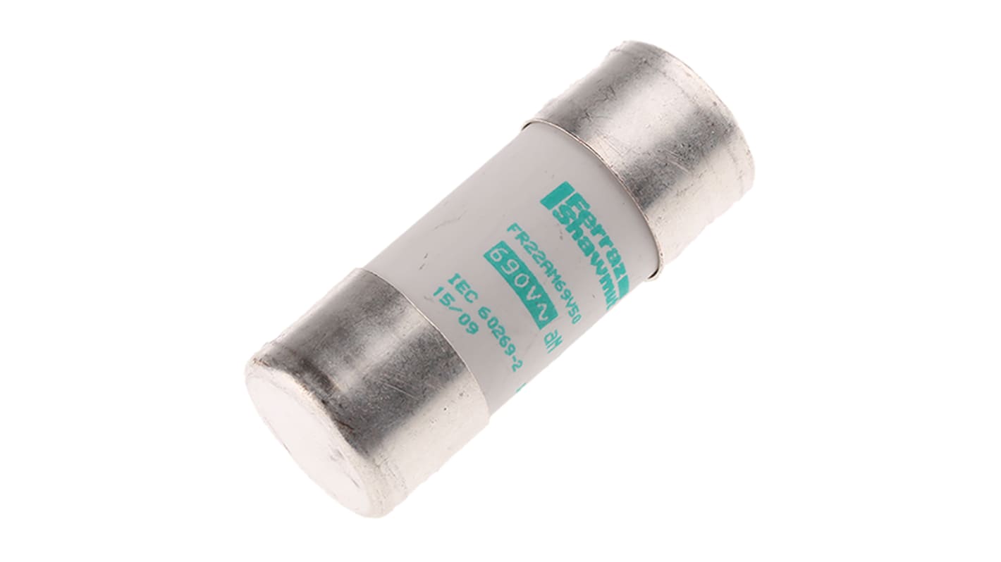 Mersen 50A Ceramic Cartridge Fuse, 22 x 58mm