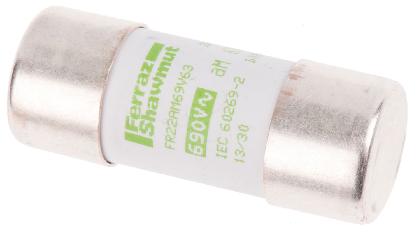 Mersen 63A Ceramic Cartridge Fuse, 22 x 58mm