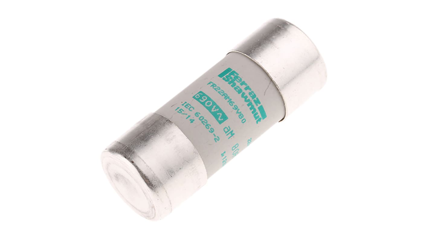 Mersen 80A Ceramic Cartridge Fuse, 22 x 58mm