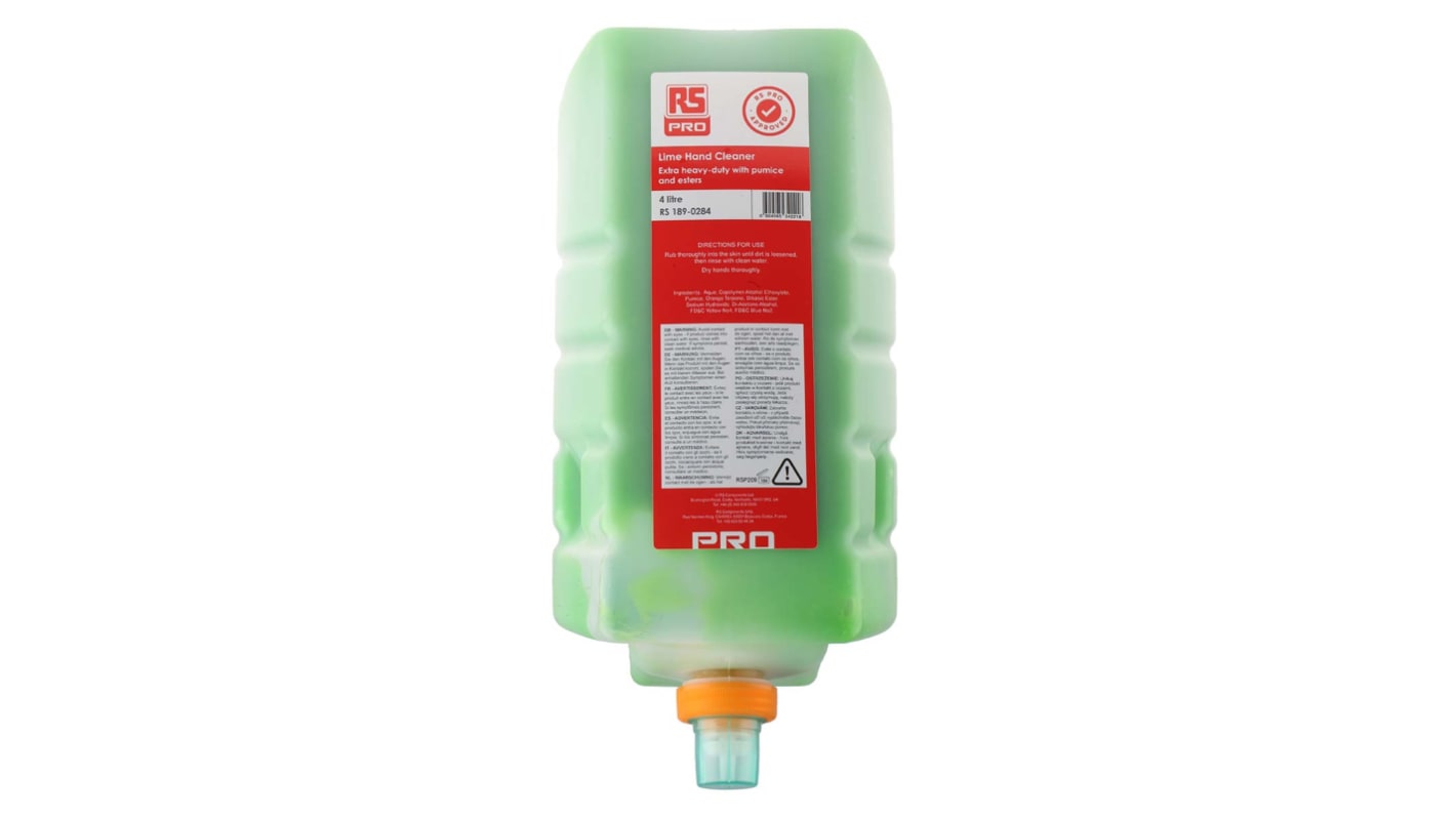 RS PRO Lime Extra Heavy-Duty Hand Cleaner with Pumice & Esters - 4 L Cartridge