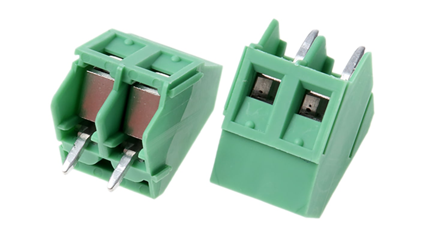 Phoenix Contact SMKDSP 1.5/ 2-5.08 Series PCB Terminal Block, 2-Contact, 5.08mm Pitch, Through Hole Mount, 1-Row,