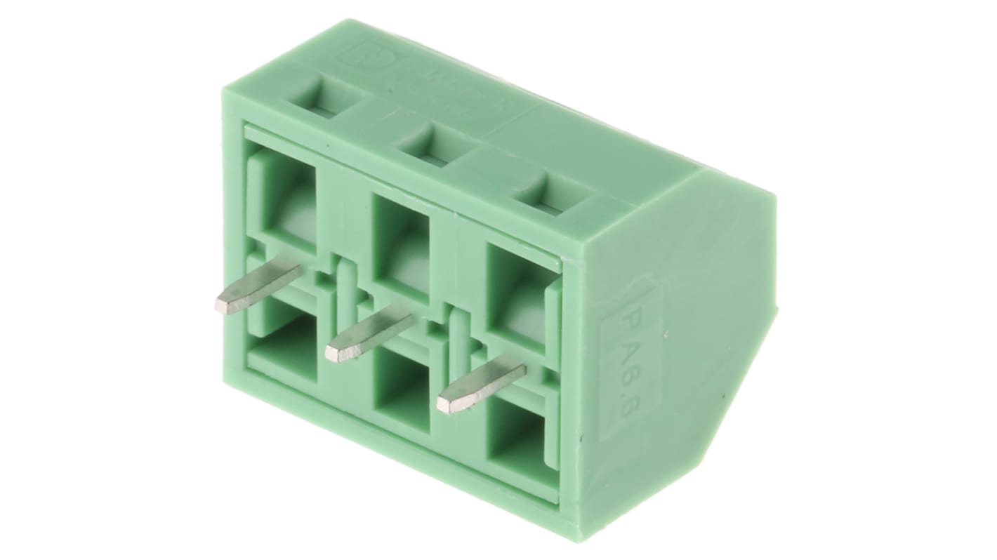 Phoenix Contact SMKDSN 1.5/3-5.08 Series PCB Terminal Block, 3-Contact, 5mm Pitch, Through Hole Mount, 1-Row, Screw