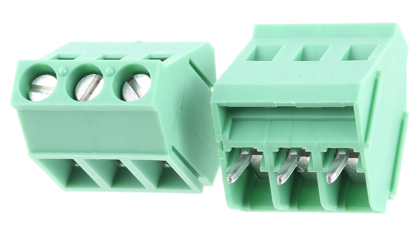 Phoenix Contact SMKDS 3/ 3-5.08 Series PCB Terminal Block, 3-Contact, 5.08mm Pitch, Through Hole Mount, 1-Row, Screw