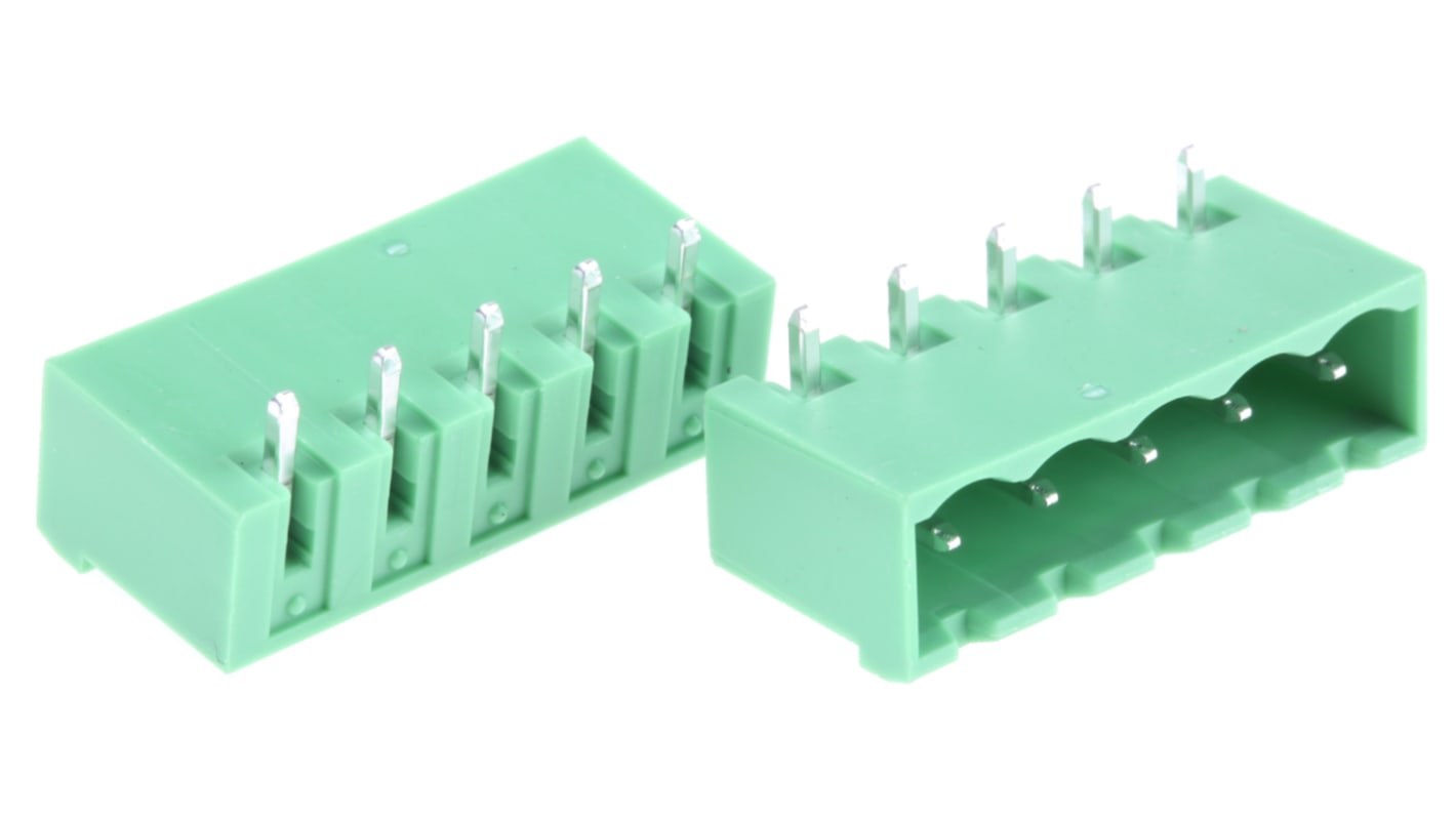Phoenix Contact 5.08mm Pitch 5 Way Right Angle Pluggable Terminal Block, Header, Solder Termination