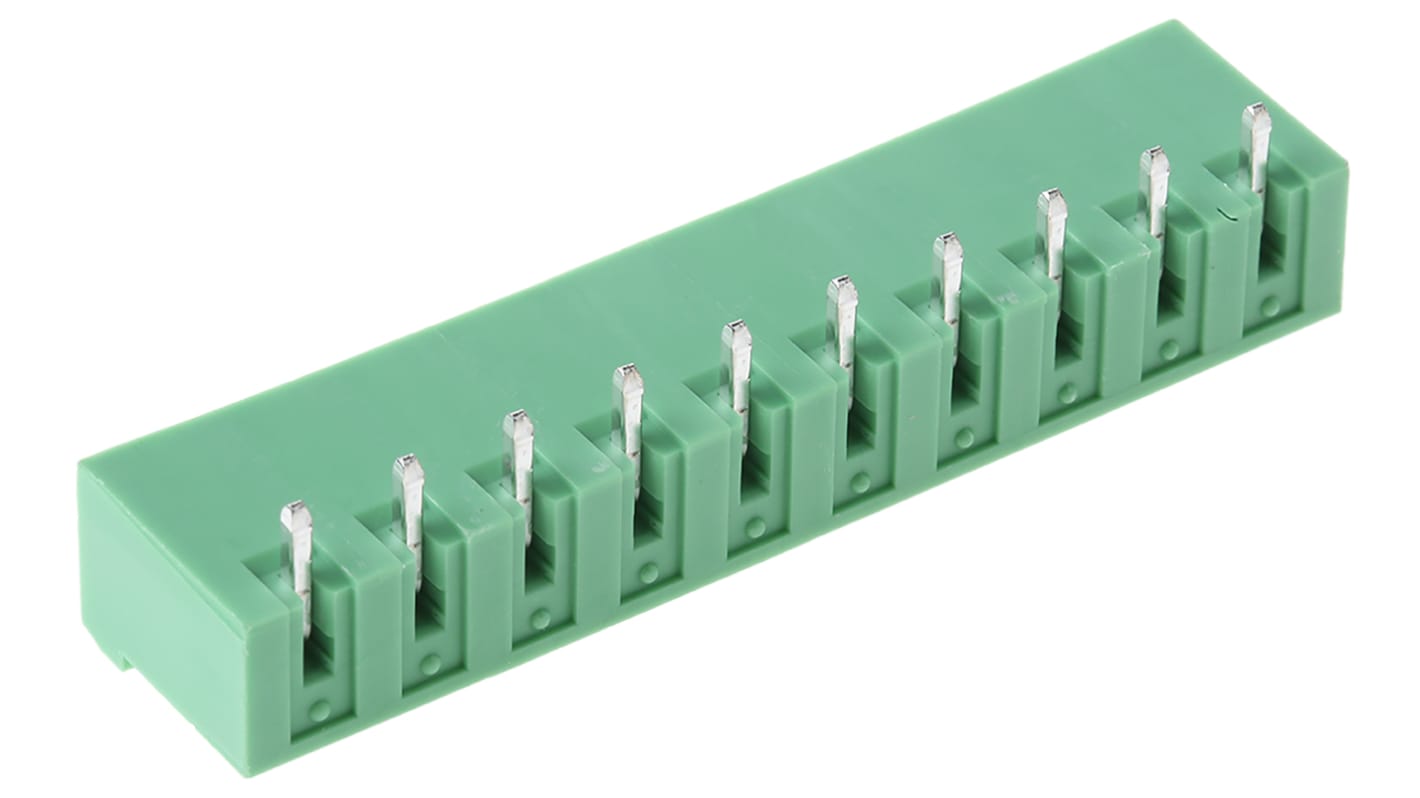Phoenix Contact 5.08mm Pitch 10 Way Right Angle Pluggable Terminal Block, Header, Solder Termination