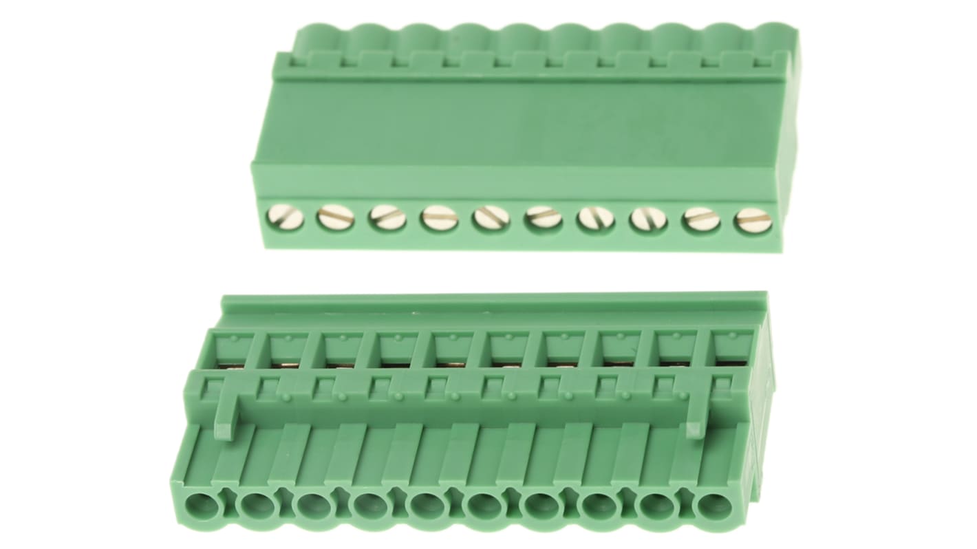 Conector de montaje en PCB Phoenix Contact de 10 vías, paso 5.08mm, 12A, montaje de cable, terminación Tornillo