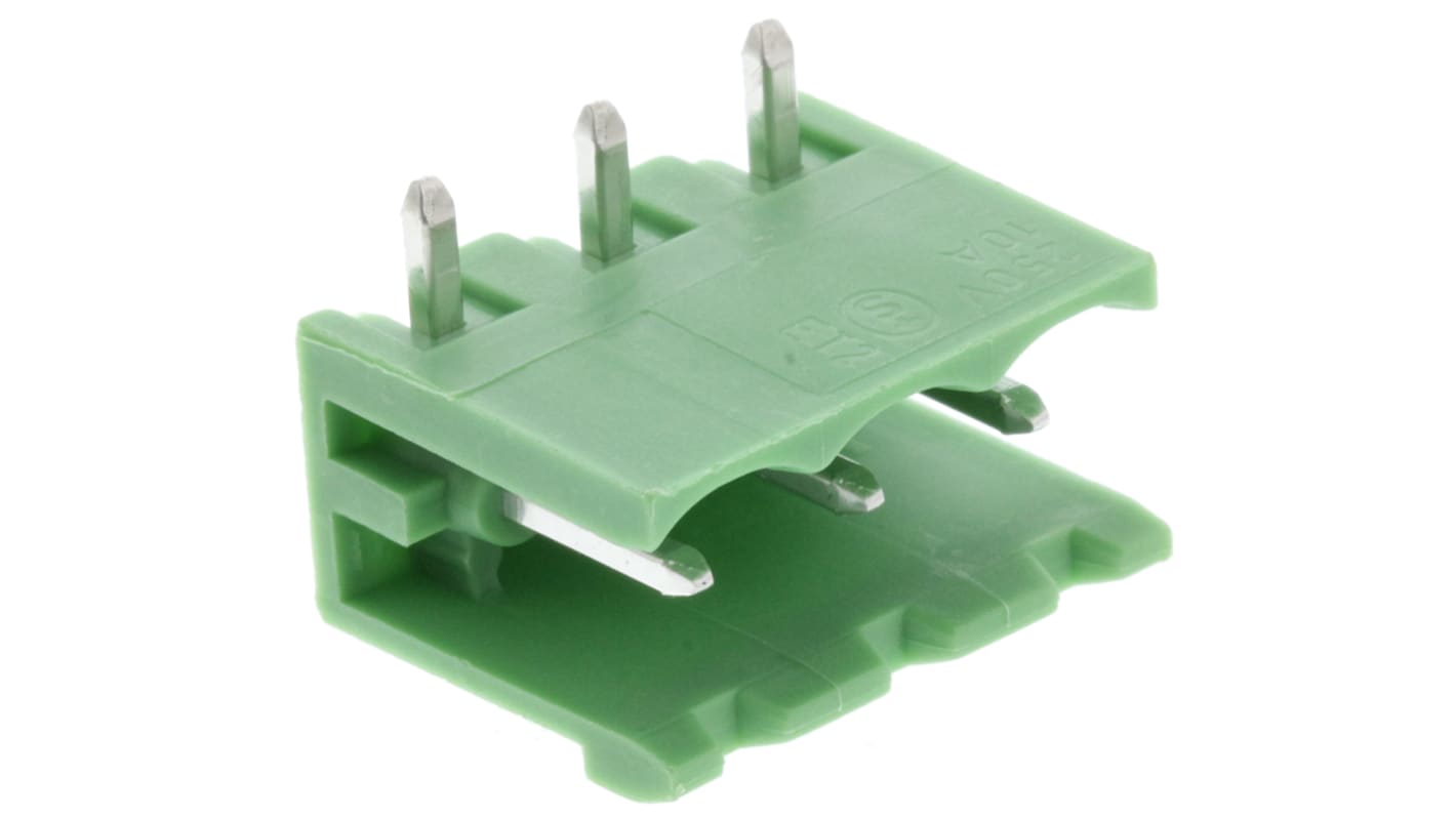 Conector macho para PCB Ángulo de 90° Phoenix Contact serie COMBICON MSTB de 3 vías, 1 fila, paso 5.08mm, para soldar,