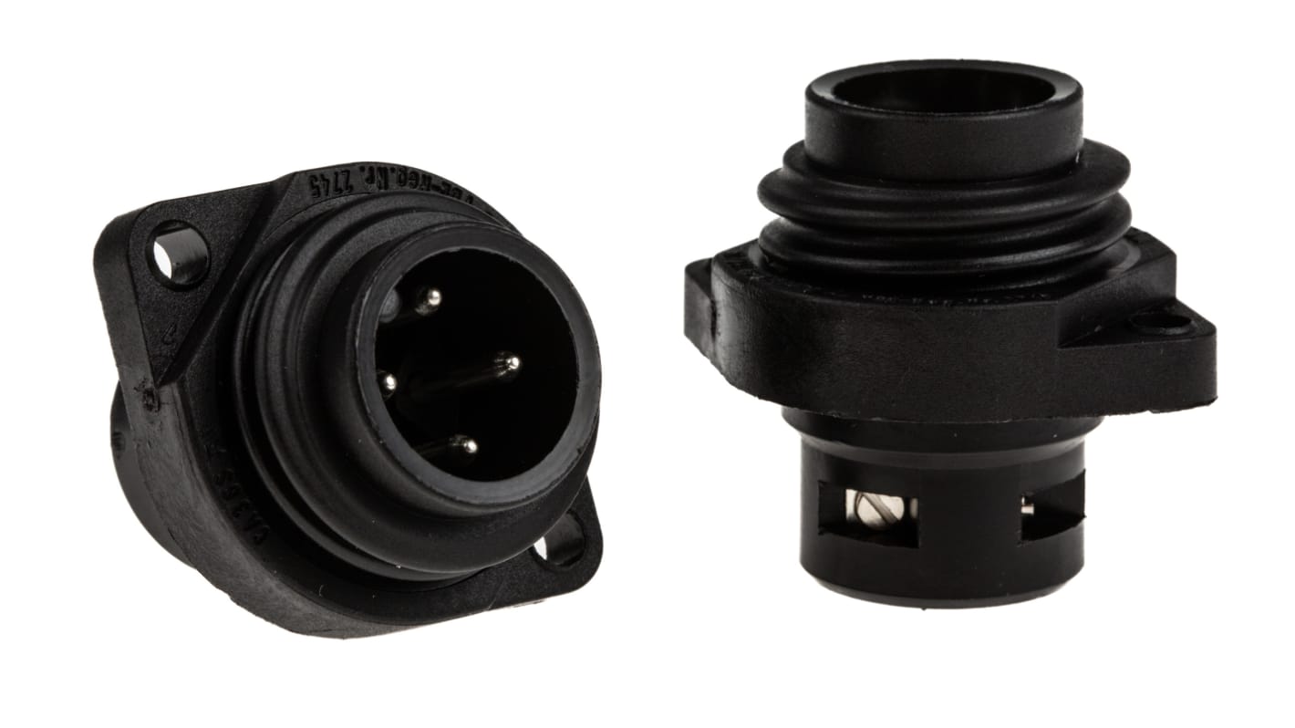 Hirschmann Circular Connector, 3 + PE Contacts, Flange Mount, Plug, Male, IP67, CA Series