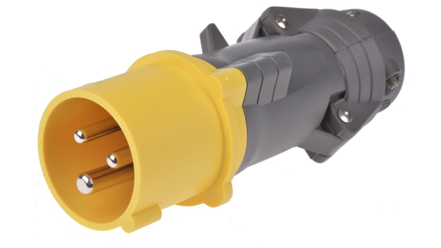 Legrand, HYPRA IP44 Yellow Cable Mount 2P+E Industrial Power Plug, Rated At 16A, 110 V