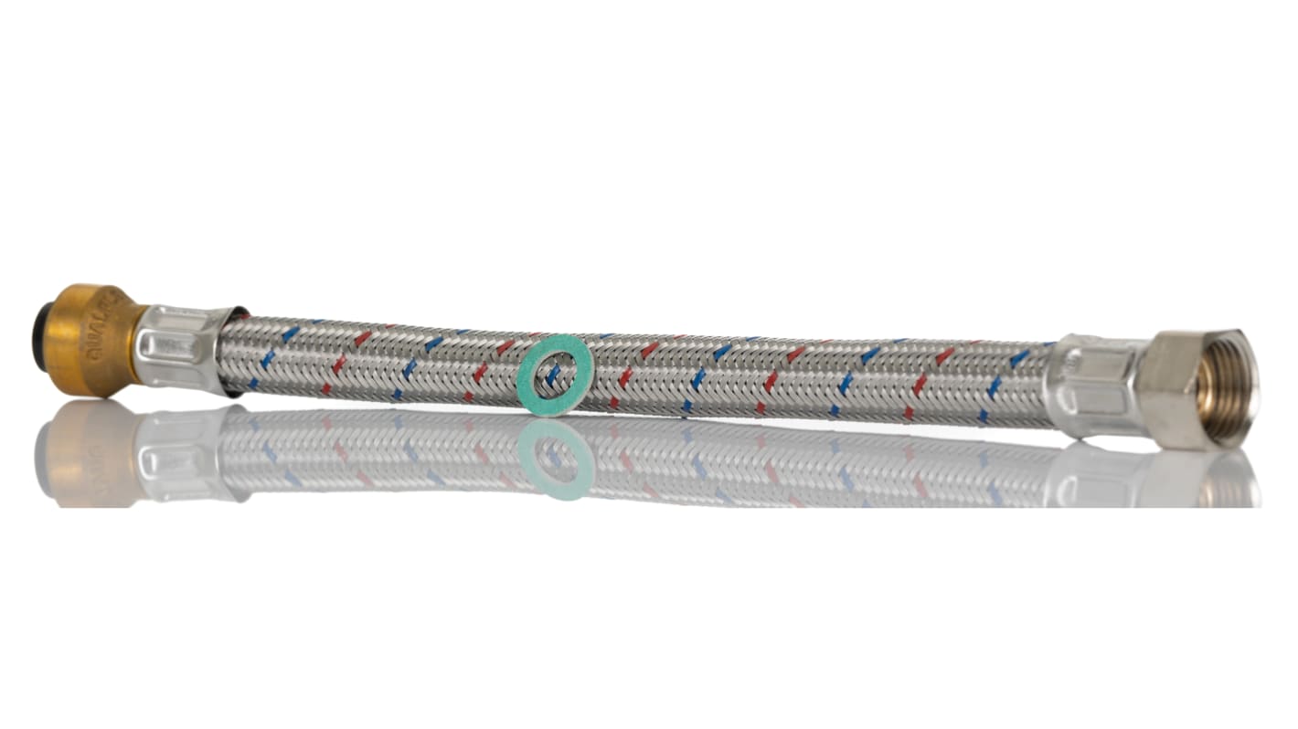 Tubi flessibili assemblati RS PRO, rivestito in EPDM, lungo 450mm, 15bar max, connessione BSP 1/2" femmina x 15 mm