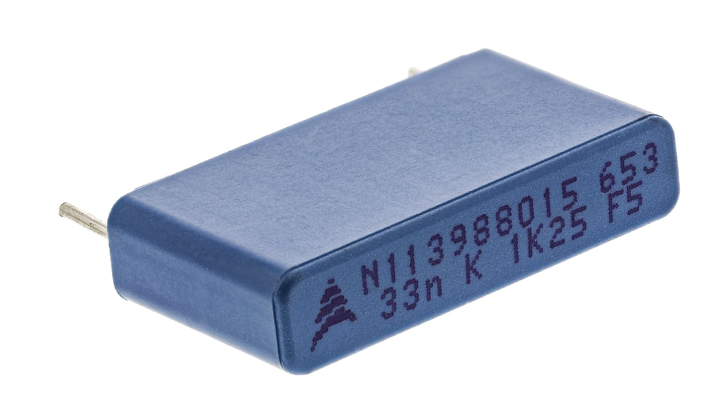 Condensador de película EPCOS, 33nF, ±10%, 1.25 kV dc, 500 V ac, Montaje en orificio pasante
