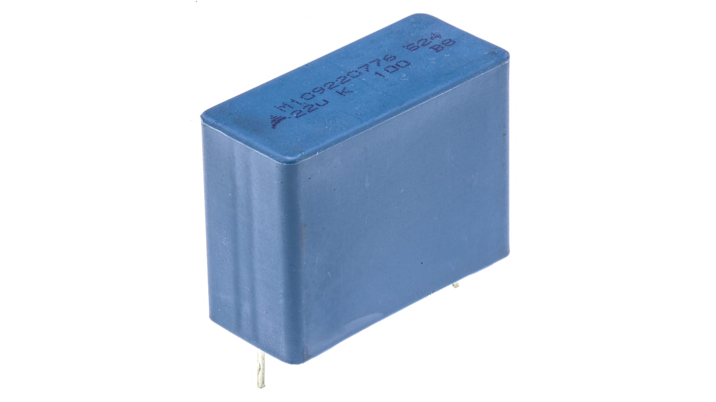 EPCOS B32524 Polyester Film Capacitor, 63 V ac, 100 V dc, ±10%, 22μF, Through Hole