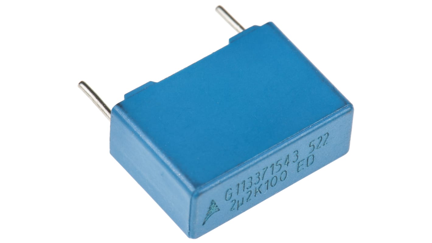 EPCOS B32522 Polyester Film Capacitor, 63 V ac, 100 V dc, ±10%, 2.2μF, Through Hole