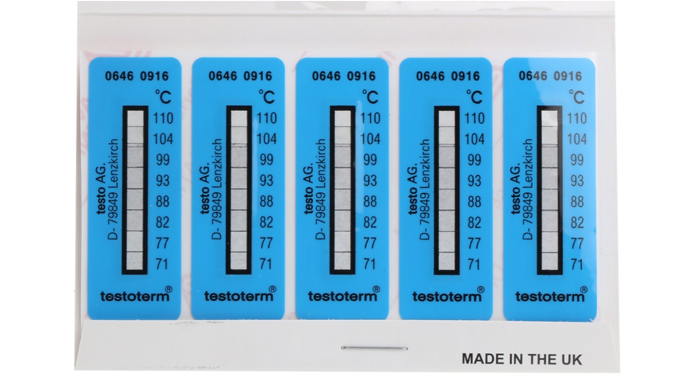 Etiquetas termosensibles no reversibles Testo de +71°C → +110°C con 2 niveles, dim. 50mm x 18mm