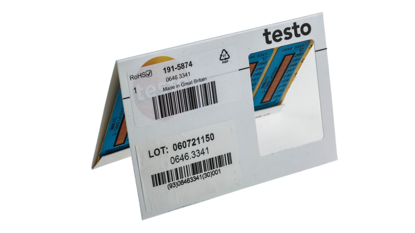 Étiquette thermosensible Testo +204°C à +260°C 2 niveaux
