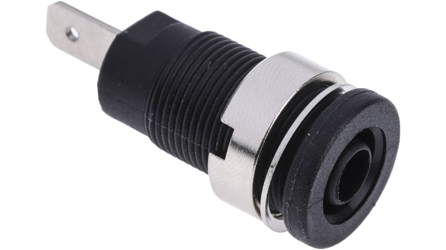 Conector banana hembra Hembra, 24A, 1000V, Contacto Níquel, Estaño, Negro