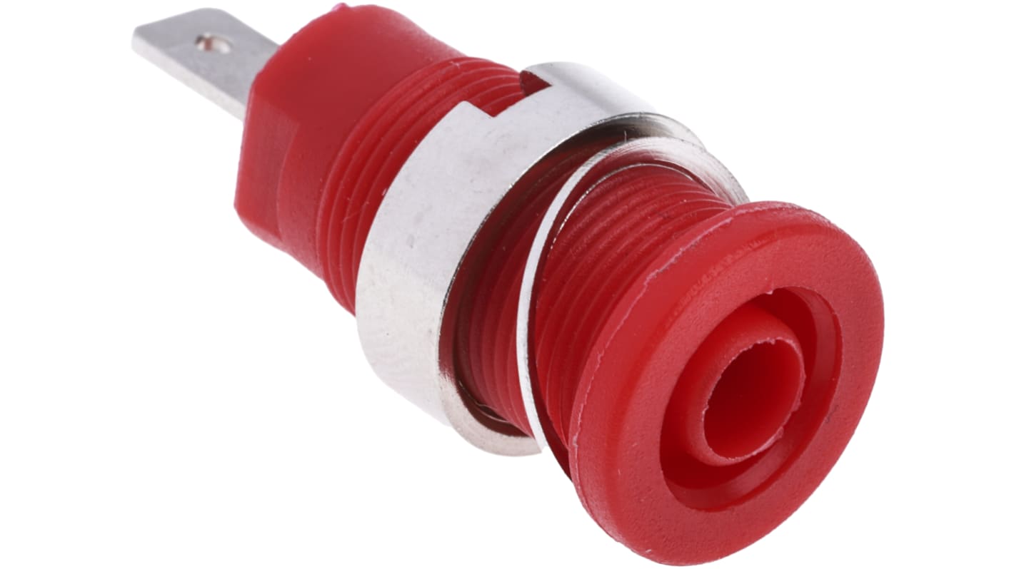 Conector banana hembra Hembra, 24A, 1000V, Contacto Níquel, Estaño, Rojo