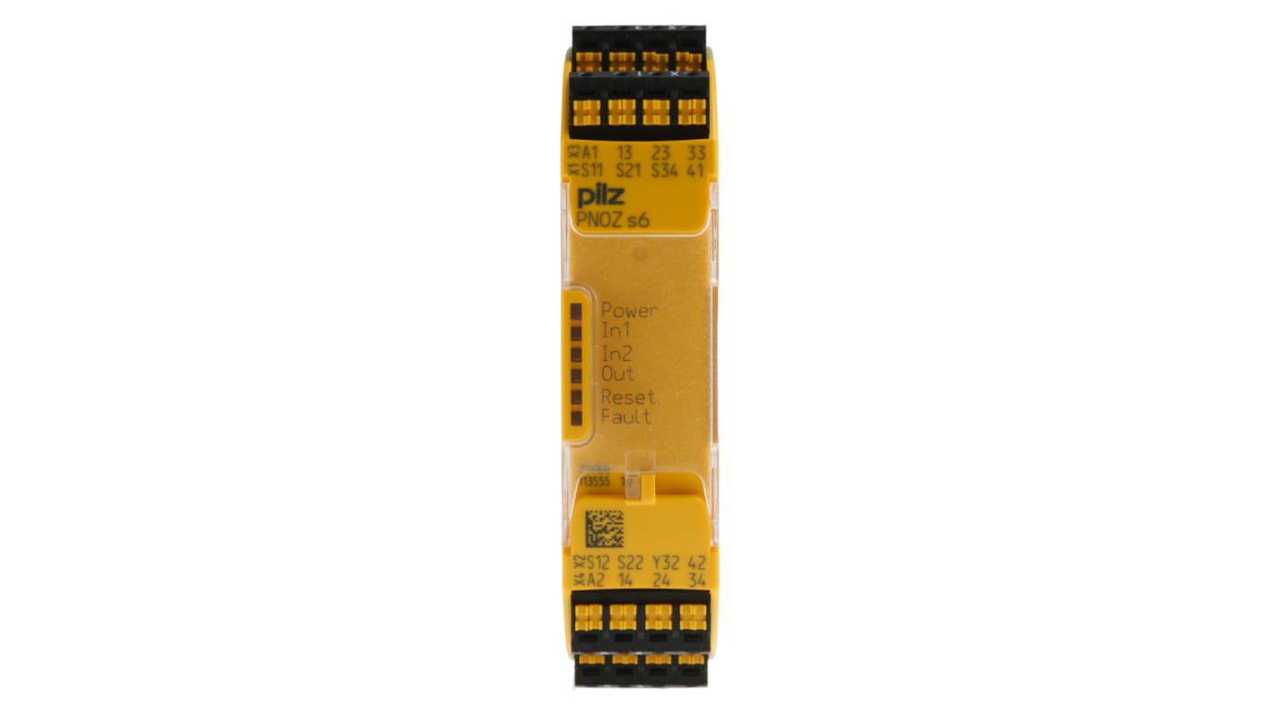 Relé de seguridad Pilz PNOZ s6 de 2 canales, para Interruptor de seguridad, 24V dc, cat. seg. ISO 13849-1 4