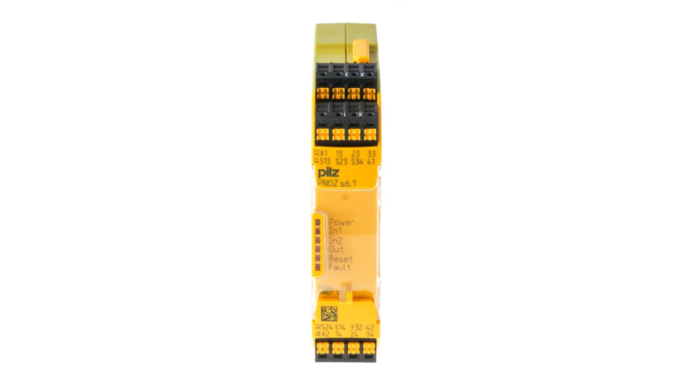 Relé de seguridad Pilz PNOZ s6.1 de 2 canales, para Interruptor de seguridad, 24V dc