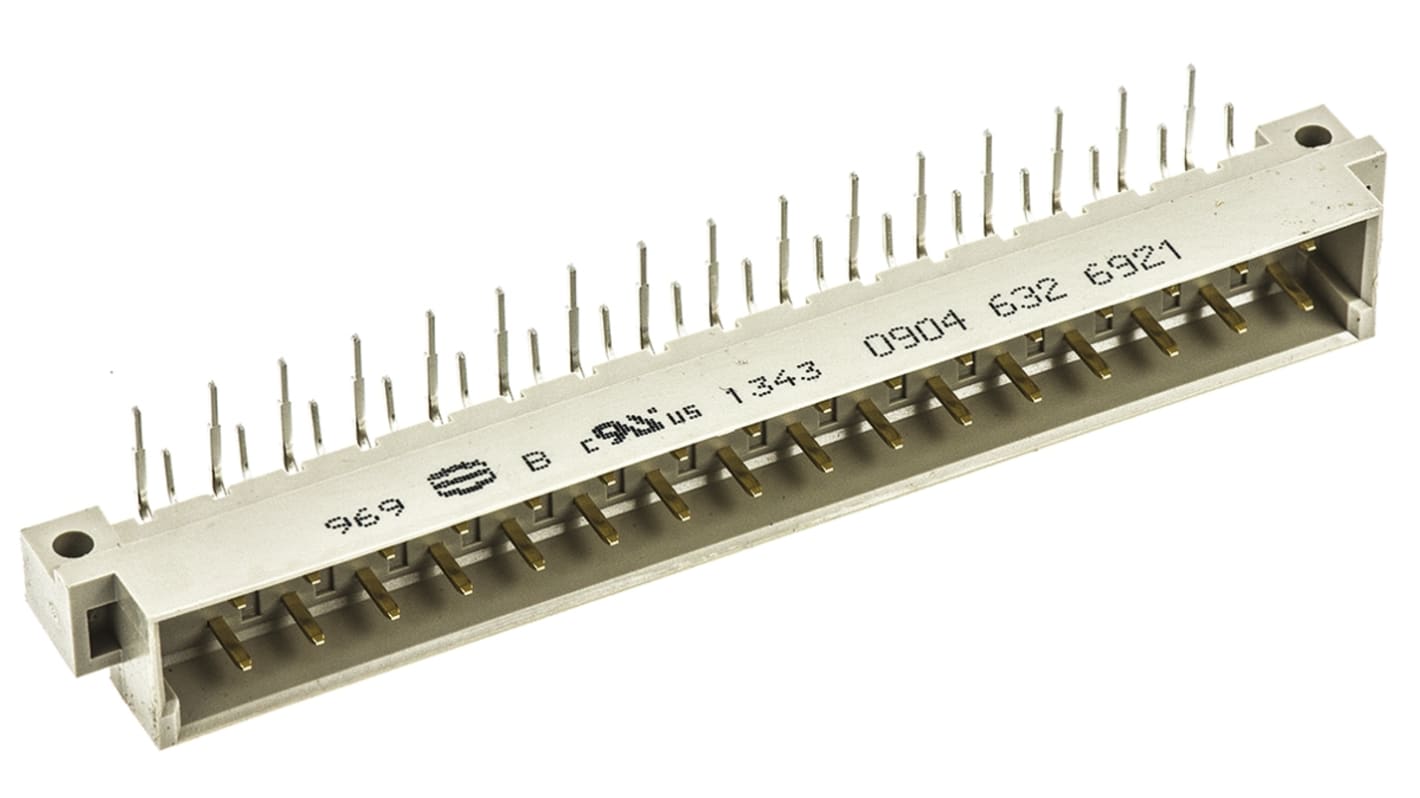 Connecteur DIN 41612 Harting, 32 contacts Mâle, Angle droit sur 2 rangs, entraxe 5.08mm
