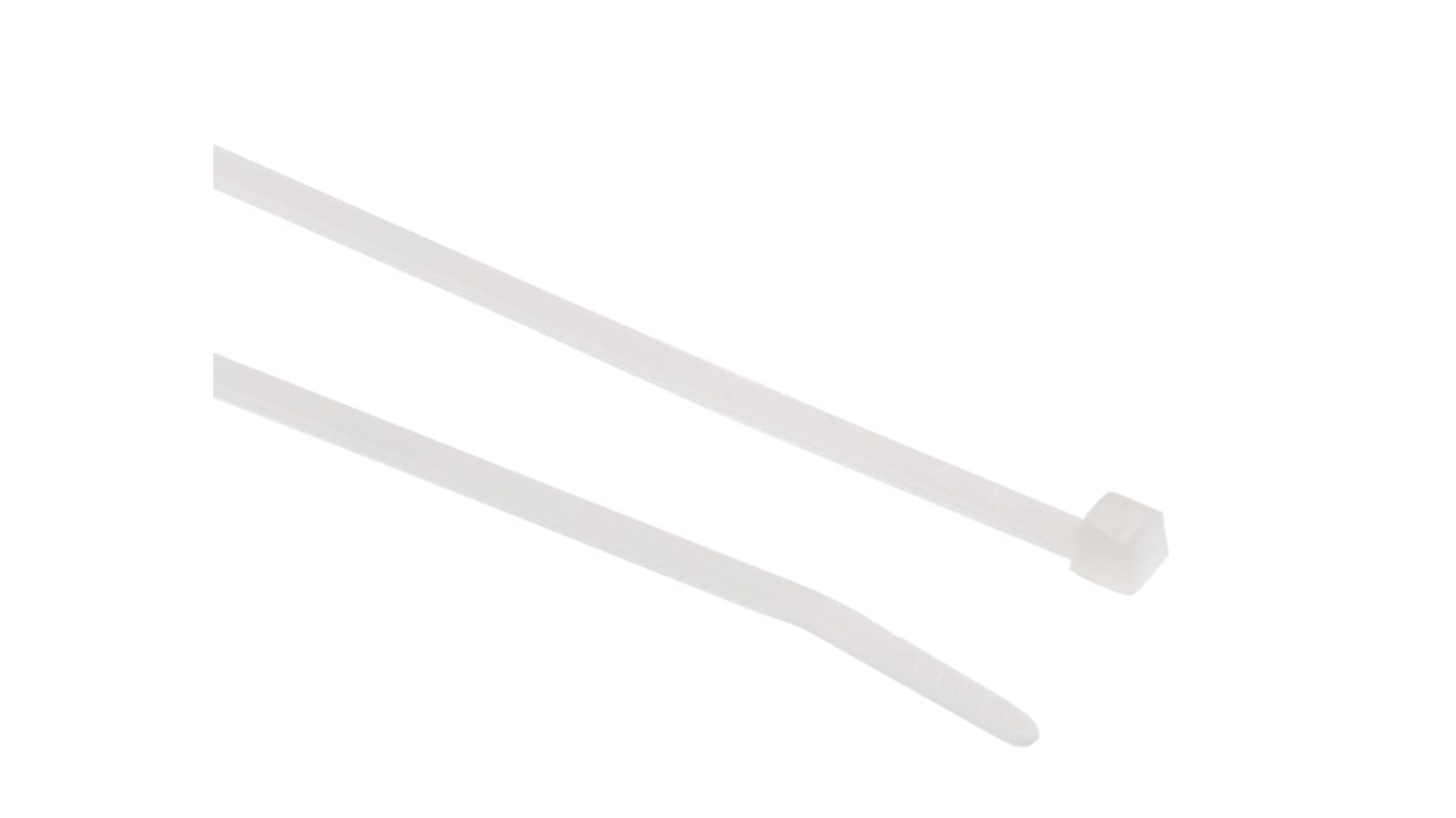 HellermannTyton Cable Tie, 190mm x 3.5 mm, Natural Polyamide 6.6 (PA66), Pk-100