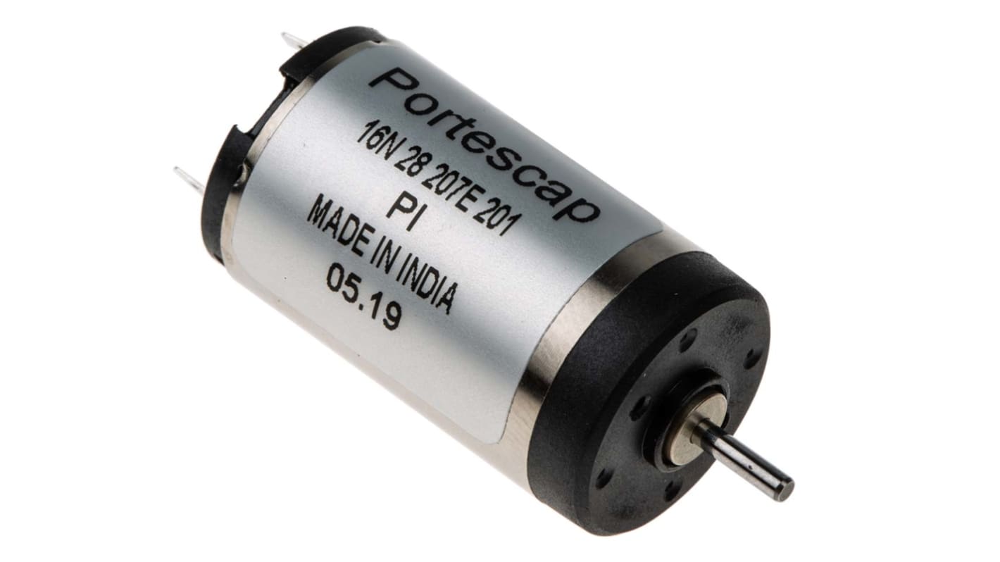 Motor DC Portescap, 12 V CC, 2,3 W, 10.800 rpm, par máx. 2,4 mNm, Ø de eje 1.5mm