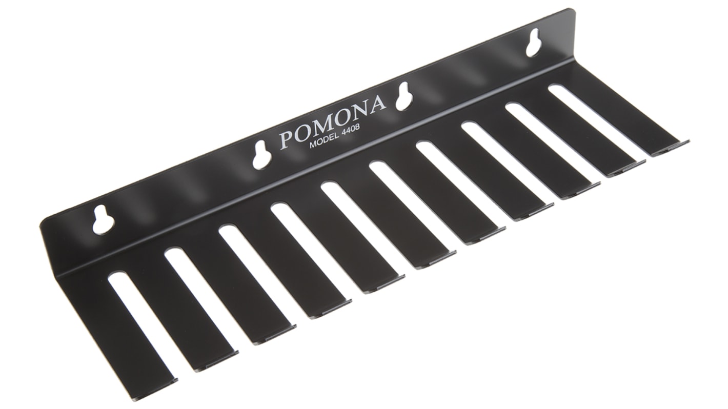 Pomona 4408/POM Prøveledningsholder, Sort, 10 slidser, 8.13mm kabeldia.