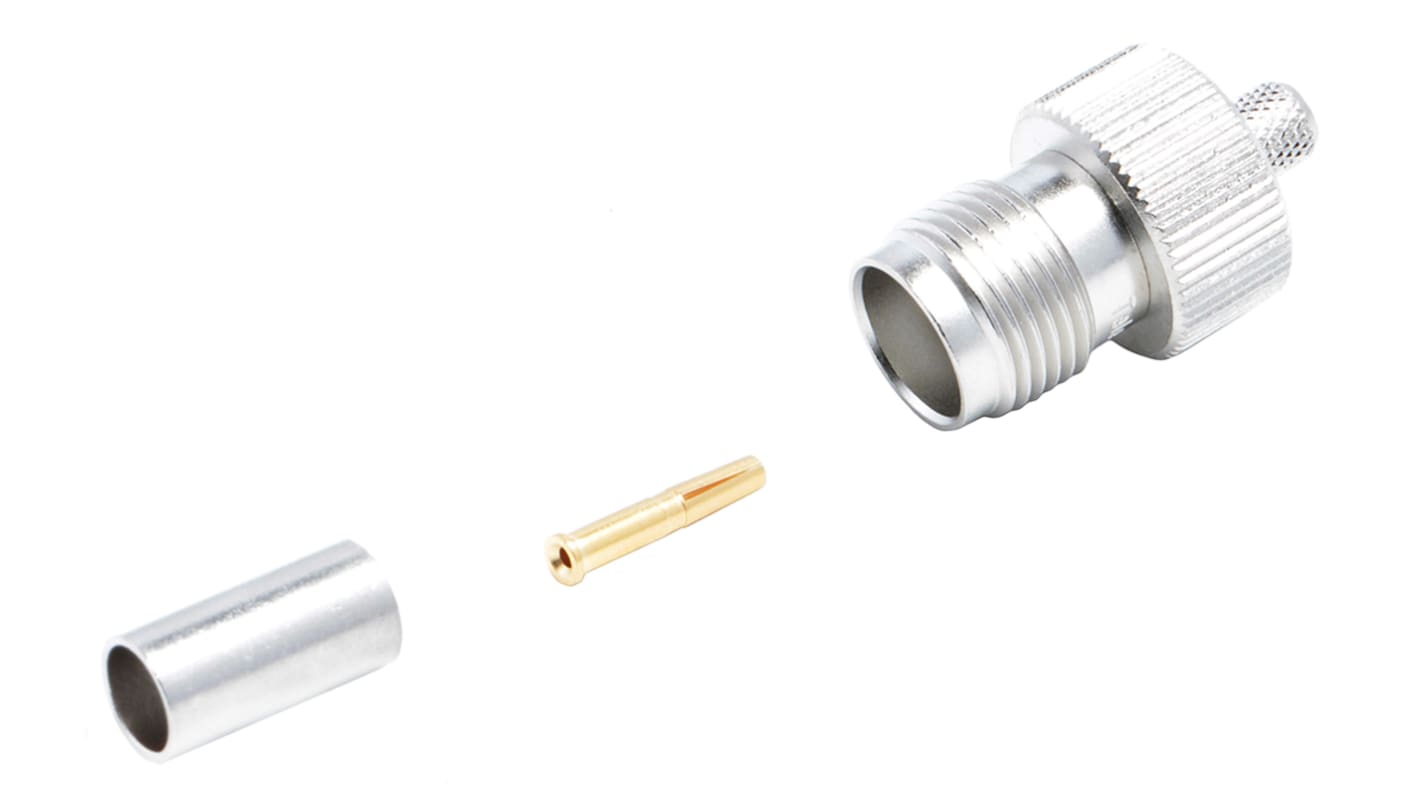 Złącze koncentryczne, 50Ω, 0 to 11GHz, Żeński, Połączenie zagniatane, Montaż na kablu +165°C -65°C