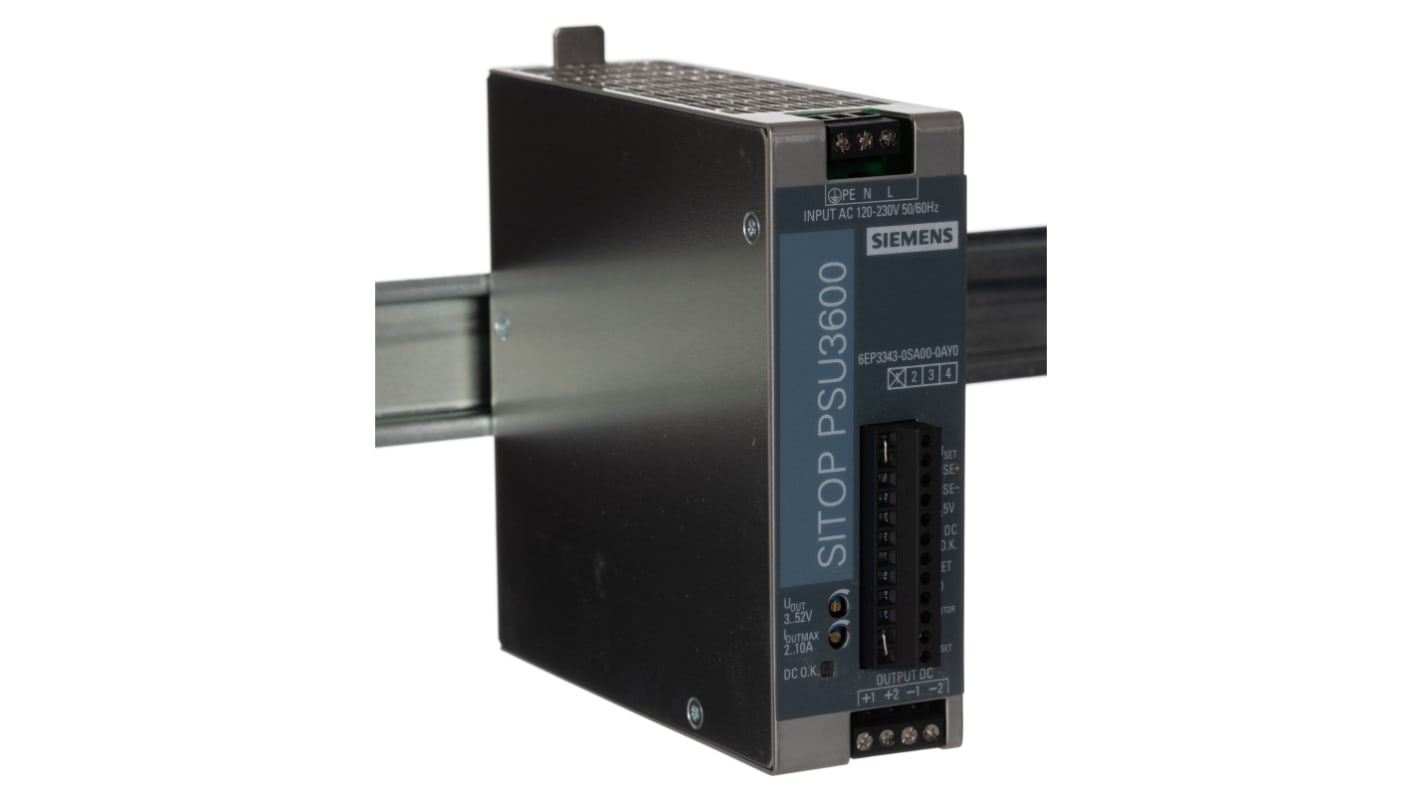 Siemens SITOP PSU3600 Switched Mode DIN Rail Power Supply, 85 → 264 V ac / 88 → 250V dc ac, dc Input, 3