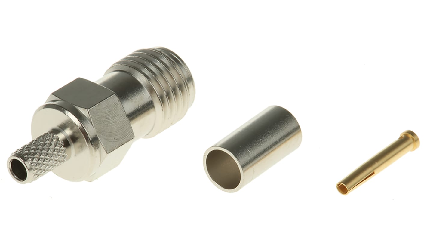 Telegartner, jack Cable Mount SMA Connector, 50Ω, Crimp Termination, Straight Body